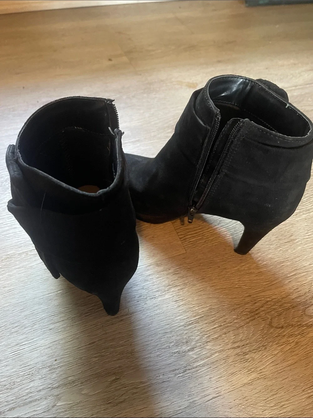 Women’s Black Ankle Boots - Suede Zip Booties
